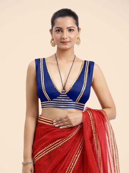 Binks - Ahana X Tyohaar Blue Sleeveless FlexiFit Stitched Blouse