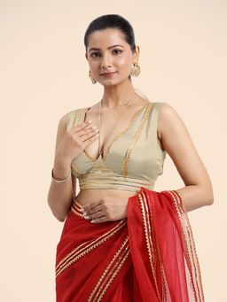 Binks - Ahana X Tyohaar Cream Sleeveless FlexiFit Stitched Blouse