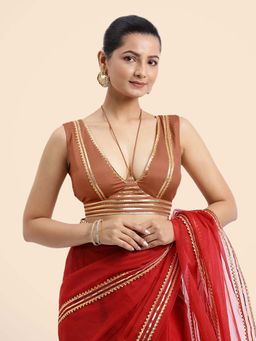 Binks - Ahana X Tyohaar Copper Sleeveless FlexiFit Stitched Blouse