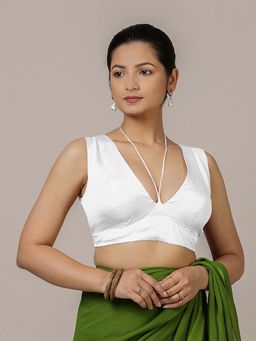 Binks - Ahana X Rozaana White Sleeveless FlexiFit Stitched Blouse