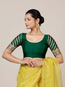 Binks - Anisha Elbow Sleeves Bottle Green Stitched Blouse