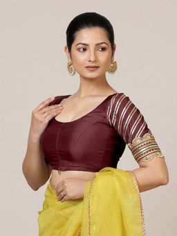 Binks - Anisha Elbow Sleeves Burgundy Stitched Blouse