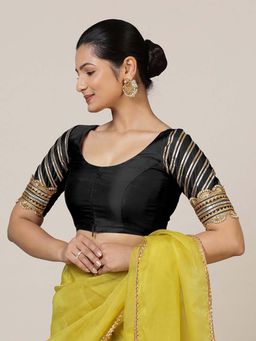 Binks - Anisha Elbow Sleeves Black Stitched Blouse