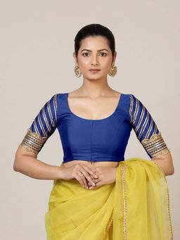 Binks - Anisha Elbow Sleeves Blue Stitched Blouse