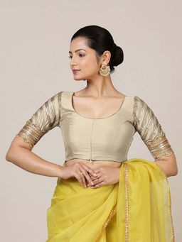 Binks - Anisha Elbow Sleeves Cream Stitched Blouse