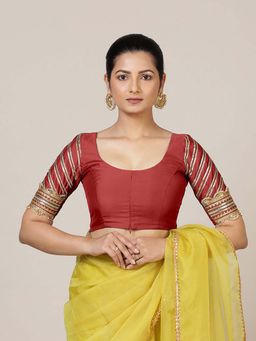 Binks - Anisha Elbow Sleeves Red Stitched Blouse