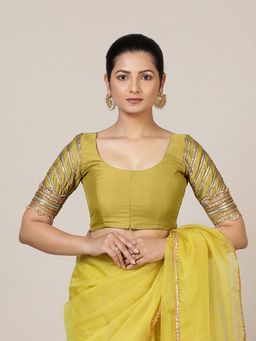 Binks - Anisha Elbow Sleeves Yellow Stitched Blouse
