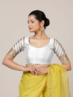Binks - Anisha Elbow Sleeves White Stitched Blouse