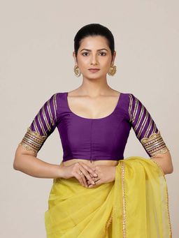 Binks - Anisha Elbow Sleeves Purple Stitched Blouse