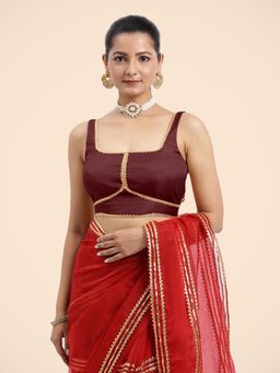 Binks - Arya X Tyohaar Burgundy Sleeveless FlexiFit Stitched Blouse