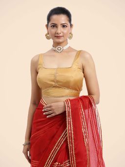 Binks - Arya X Tyohaar Gold Sleeveless FlexiFit Stitched Blouse