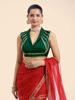 Binks - Avni x Tyohaar Green Sleeveless FlexiFit Stitched Blouse