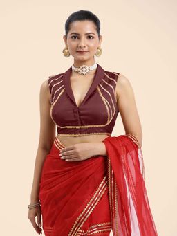 Binks - Avni x Tyohaar Burgundy Sleeveless FlexiFit Stitched Blouse