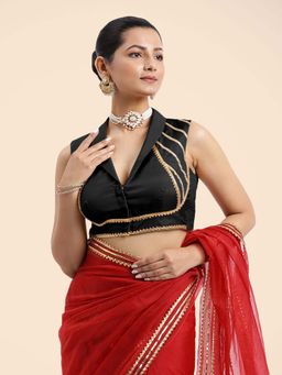 Binks - Avni x Tyohaar Black Sleeveless FlexiFit Stitched Blouse