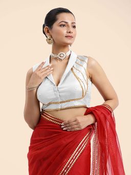 Binks - Avni x Tyohaar White Sleeveless FlexiFit Stitched Blouse