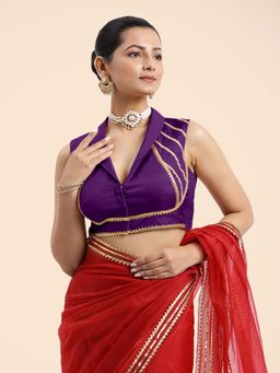 Binks - Avni x Tyohaar Purple Sleeveless FlexiFit Stitched Blouse