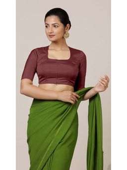 Binks - Aziza X Rozaana Elbow Sleeves Burgundy Stitched Blouse