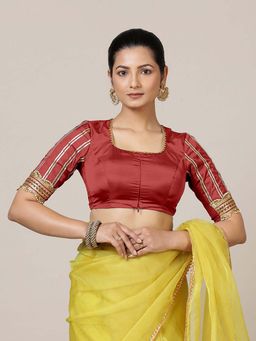 Binks - Aziza Elbow Sleeves Red Stitched Blouse