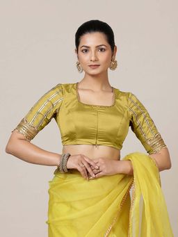 Binks - Aziza Elbow Sleeves Yellow Stitched Blouse