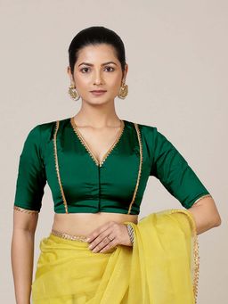 Binks - Begum Elbow Sleeves Bottle Green Stitched Blouse