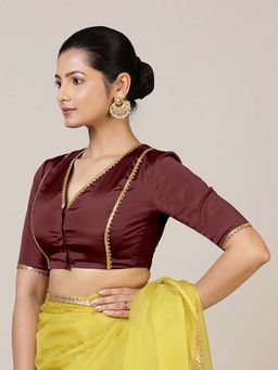 Binks - Begum Elbow Sleeves Burgundy Stitched Blouse