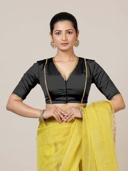 Binks - Begum Elbow Sleeves Black Stitched Blouse