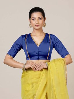Binks - Begum Elbow Sleeves Blue Stitched Blouse