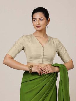 Binks - Begum X Rozaana Elbow Sleeves Cream Stitched Blouse