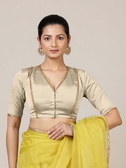 Binks - Begum Elbow Sleeves Cream Stitched Blouse