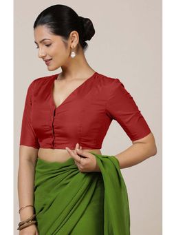 Binks - Begum X Rozaana Elbow Sleeves Red Stitched Blouse