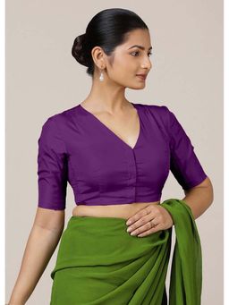 Binks - Begum X Rozaana Elbow Sleeves Purple Stitched Blouse