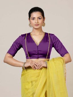Binks - Begum Elbow Sleeves Purple Stitched Blouse