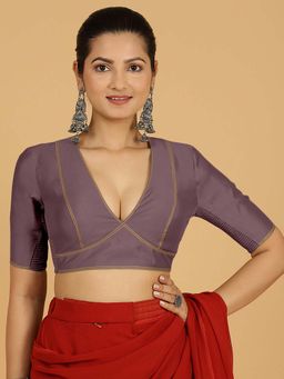 Binks - Erum X Rozaana Elbow Sleeves Mauve Stitched Blouse