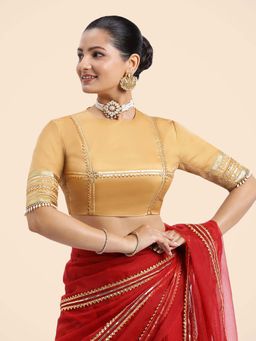 Binks - Farheen X Tyohaar Gold Embellished Elbow Sleeves FlexiFit Stitched Blouse