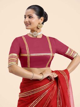 Binks - Farheen X Tyohaar Pink Embellished Elbow Sleeves FlexiFit Stitched Blouse