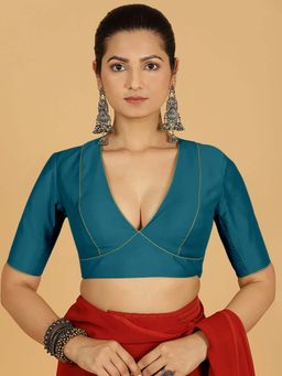 Binks - Ghazal X Rozaana Elbow Sleeves Crystal Teal Stitched Blouse