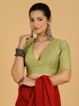 Binks - Ghazal X Rozaana Elbow Sleeves Pista Green Stitched Blouse