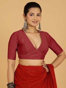 Binks - Ghazal X Rozaana Elbow Sleeves Scarlet Red Stitched Blouse