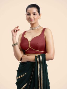 Binks - Ishika X Tyohaar Auburn Rust Sleeveless FlexiFit Stitched Blouse