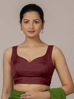 Binks - Ishika X Rozaana Burgundy Sleeveless FlexiFit Stitched Blouse