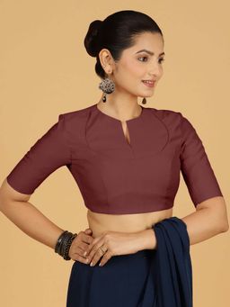 Binks - Karishma X Rozaana Elbow Sleeves Deep Maroon Stitched Blouse