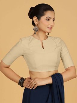 Binks - Karishma X Rozaana Elbow Sleeves Beige Stitched Blouse