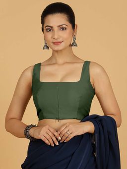 Binks - Kasturi X Rozaana Sleeveless Pine Green Stitched Blouse
