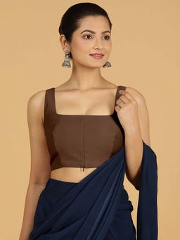 Binks - Kasturi X Rozaana Sleeveless Walnut Brown Stitched Blouse
