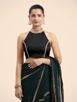 Binks - Laila X Tyohaar Black Halterneck FlexiFit Gota Stitched Blouse