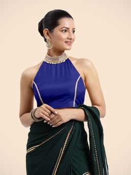 Binks - Laila X Tyohaar Blue Halterneck FlexiFit Gota Stitched Blouse