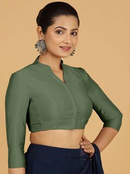 Binks - Maya X Rozaana Hunter Green Stitched Blouse