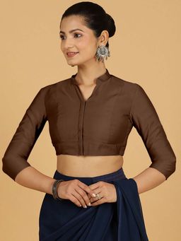 Binks - Maya X Rozaana Walnut Brown Stitched Blouse