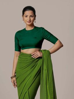 Binks - Myra X Rozaana Bottle Green Backless FlexiFit Stitched Blouse