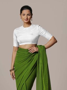 Binks - Myra X Rozaana Pearl White Backless FlexiFit Stitched Blouse